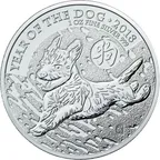 1 Unze Silbermünze Lunar Serie UK Hund 2018