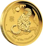 1/4 Unze Goldmünze Australien Lunar II Affe 2016 - polierte Platte