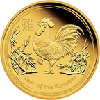 1/10 Unze Goldmünze Australien Lunar II Hahn 2017 - polierte Platte