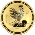 2 Unzen Goldmünze Australien Lunar I Hahn 2005