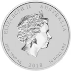 10 Unzen Silbermünze Australien Lunar II Hund 2018