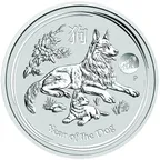 1 Unze Silbermünze Australien Lunar II Hund 2018 - Privy Mark Löwe