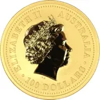 2 Unzen Goldmünze Australien Lunar I Hahn 2005