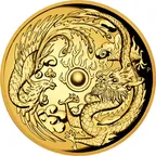 2 Unzen Goldmünze Australien Drache & Phönix 2017 - High Relief - polierte Platte