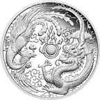 1 Unze Silbermünze Australien Drache & Phönix 2018 - polierte Platte