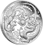1 Unze Silbermünze Australien Drache & Phönix 2018 - polierte Platte