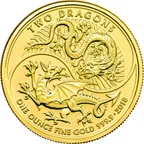 1 Unze Goldmünze Two Dragons 2018