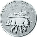 1 Unze Silbermünze Lunar Serie UK Schwein 2019