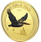 1 Unze Goldmünze EC8 St. Kitts & Nevis - Pelikan 2018 - coloriert