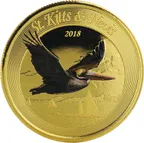 1 Unze Goldmünze EC8 St. Kitts & Nevis - Pelikan 2018 - coloriert