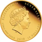 1/10 Unze Goldmünze Australien Lunar II Schwein 2019 - polierte Platte