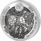 1 Unze Silbermünze Ruanda Lunar Schwein 2019 - polierte Platte