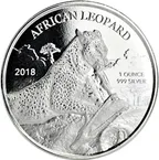 1 Unze Silbermünze Afrika Ghana Leopard 2018