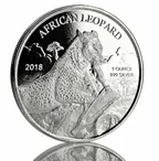 1 Unze Silbermünze Afrika Ghana Leopard 2018