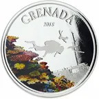 1 Unze Silbermünze EC8 Grenada - Diving Paradise 2018 - coloriert