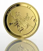 1 Unze Goldmünze Republic of Tschad Four Guardians - Blue Dragon Hybrid Coin 2018