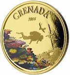1 Unze Goldmünze EC8 Grenada - Diving Paradise 2018 - coloriert