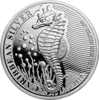 1 Unze Silbermünze Barbados Seepferdchen 2018