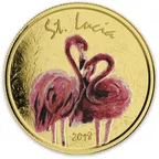 1 Unze Goldmünze EC8 St. Lucia - Flamingo 2018 coloriert