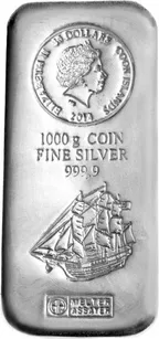 1 Kilogramm Silber Cook Islands Münzbarren gegossen