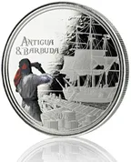 1 Unze Silbermünze EC8 Antigua & Barbuda - Rum Runner 2019 - coloriert