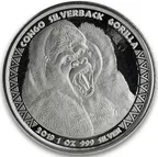 1 Unze Silbermünze Afrika Kongo Silberrücken Gorilla 2019