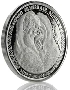 1 Unze Silbermünze Afrika Kongo Silberrücken Gorilla 2019