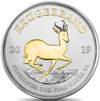 1 Unze Silbermünze Krügerrand 2019 teilvergoldet