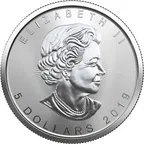 1 Unze Silbermünze Maple Leaf 2019 teilvergoldet