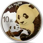 30g Silbermünze China Panda 2019 teilvergoldet