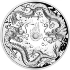 2 Unzen Silbermünze Australien Drache & Drache 2019 - High Relief - polierte Platte