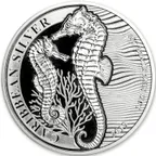 1 Unze Silbermünze Barbados Seepferdchen 2019