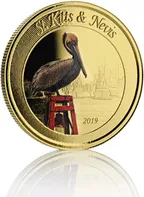 1 Unze Goldmünze EC8 St. Kitts & Nevis - Pelikan 2019 - coloriert