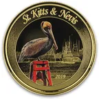 1 Unze Goldmünze EC8 St. Kitts & Nevis - Pelikan 2019 - coloriert