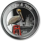 1 Unze Silbermünze EC8 St. Kitts & Nevis - Pelikan 2019 - coloriert