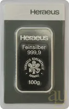 100 Gramm Silberbarren Heraeus