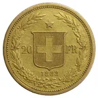 20 schweizer Franken Goldmünze Helvetia