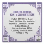 1 Unze Goldmünze Niue Celestial Animals - Tiger 2019