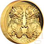 2 Unzen Goldmünze Australien Double Pixiu 2020 - High Relief - polierte Platte