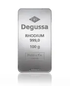 100 Gramm Degussa Rhodiumbarren
