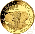 1/10 Unze Goldmünze Somalia Elefant 2021