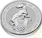 2 Unzen Silbermünze Queens Beasts White Greyhound 2021