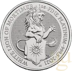 1 Unze Platinmünze Queens Beasts White Lion 2021