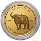 1 Unze Goldmünze Republic of Tschad Mandala Buffalo 2020