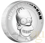 2 Unzen Silbermünze Tuvalu The Simpsons - Homer Simpson 2021 - polierte Platte - High Relief