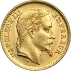 20 Francs Goldmünze Napoleon III mit Kranz