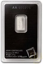 2,5 Gramm Platinbarren Valcambi