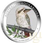 1 Unze Silbermünze Australien Kookaburra 2021 - coloriert