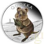 1 Unze Silbermünze Australien Quokka 2021 coloriert - polierte Platte