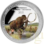 1 Unze Silbermünze Prehistoric Life - Wollmammut 2021 coloriert